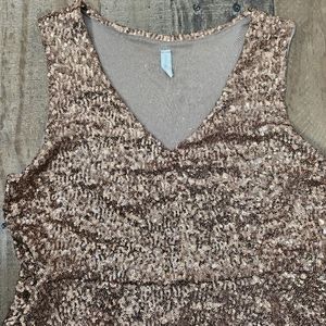 Pinkblush Gold Sequin Maternity Holday Dress, Large